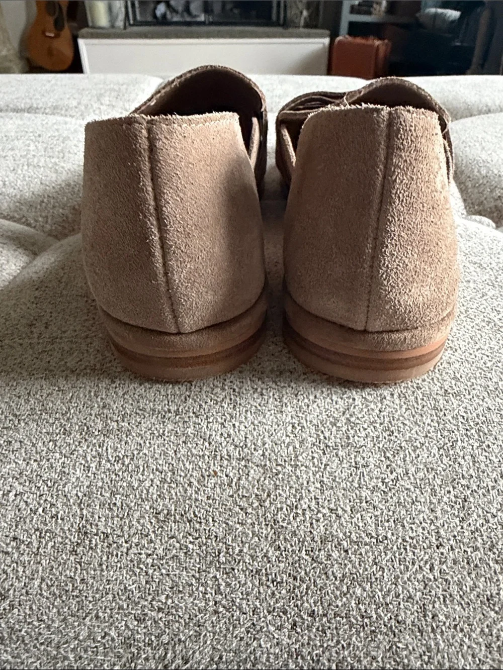 Dolce Vita Moyra Beige Suede Penny Loafers D’Orsay Slip-On Flats Size 6